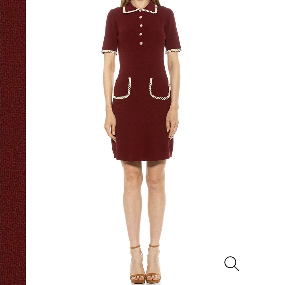Brand New ALEXIA ADMOR Piper Short Sleeve Shift Knit Dress W/ Piping